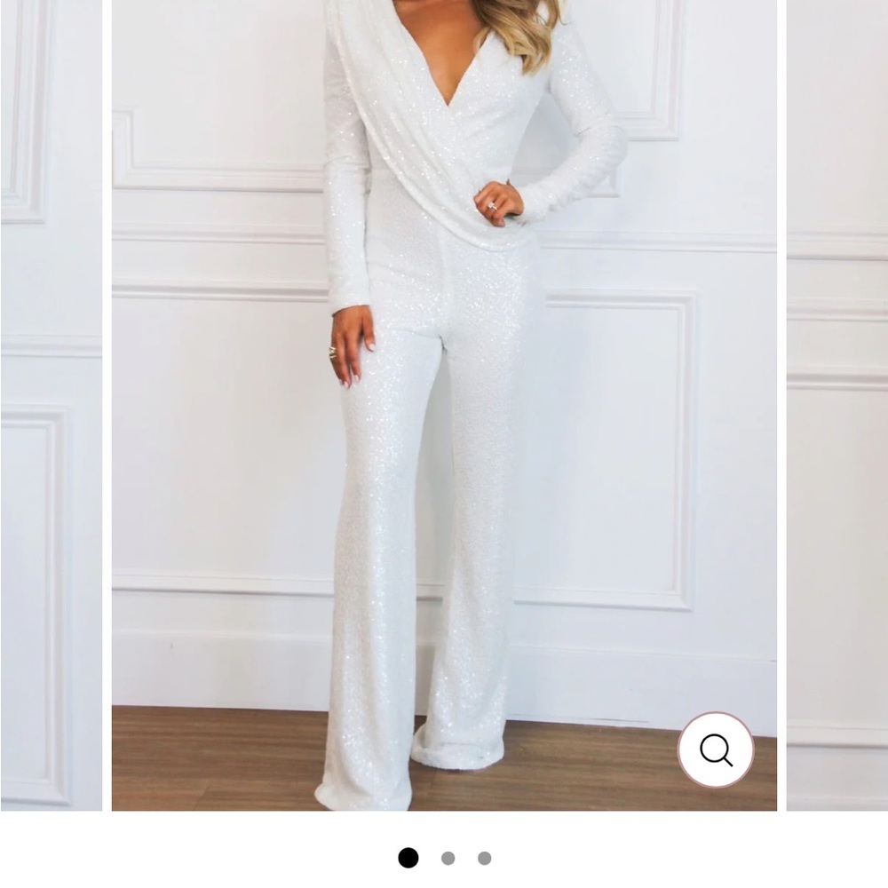 Chic White Sequin Jumpsuit